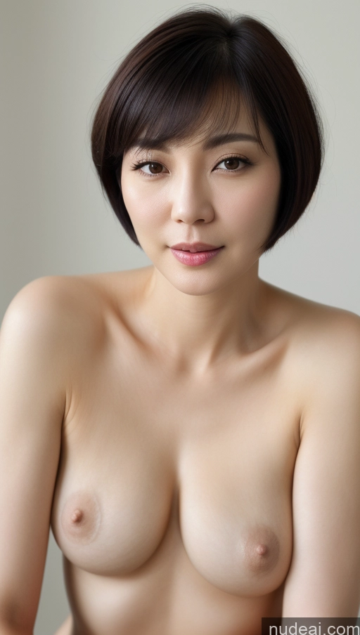 ai nude image of arafed asian woman with a very small breast posing for a picture pics of Woman One Beautiful Fairer Skin Black Hair Short Hair Korean Close-up View Simple Detailed 40s Perfect Boobs