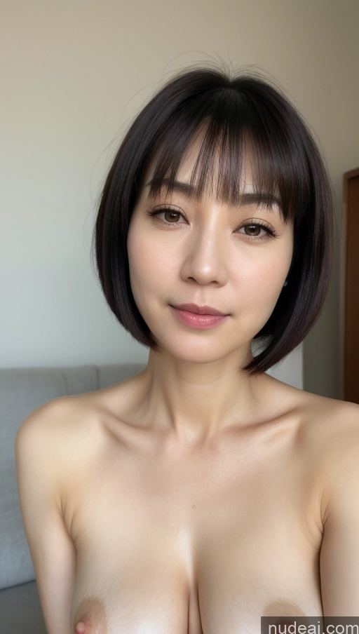 ai nude image of arafed asian woman with a very big breast posing for a picture pics of Woman One Beautiful Fairer Skin Black Hair Short Hair Korean Close-up View Simple Detailed 40s Perfect Boobs