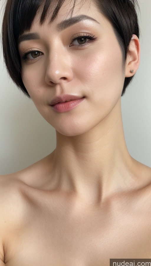 ai nude image of arafed asian woman with short hair and a short topless top pics of Woman One Beautiful Fairer Skin Black Hair Short Hair Korean Close-up View Simple Detailed Perfect Boobs 30s