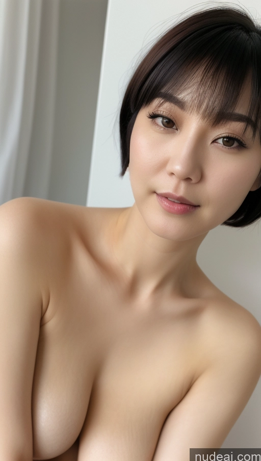 ai nude image of arafed asian woman with a very big breast posing for a picture pics of Woman One Perfect Boobs Beautiful Fairer Skin 30s Black Hair Short Hair Korean Close-up View Simple Detailed