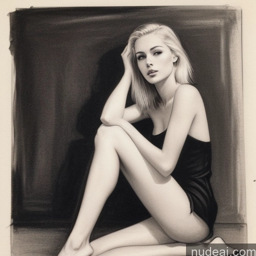 related ai porn images free for One Skinny Short 20s Seductive Blonde Slicked White Charcoal Front View 60s Spreading Legs Model