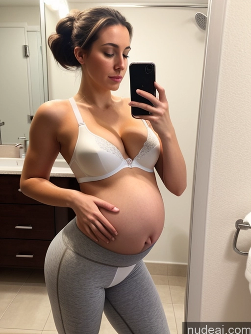 related ai porn images free for Woman One Perfect Boobs Pubic Hair Pregnant 18 Sad Brunette Hair Bun Mirror Selfie Bathroom Front View Bra Yoga Pants Detailed German Fairer Skin