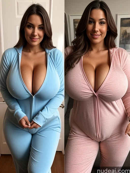 ai nude image of two women in matching outfits posing for a picture in front of a mirror pics of Model One Huge Boobs 20s Onesie Cleavage Dutch Big Ass