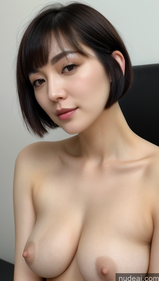 ai nude image of a close up of a woman with a very big breast pics of Woman One Beautiful Fairer Skin 30s Black Hair Short Hair Korean Close-up View Detailed Simple Perfect Boobs