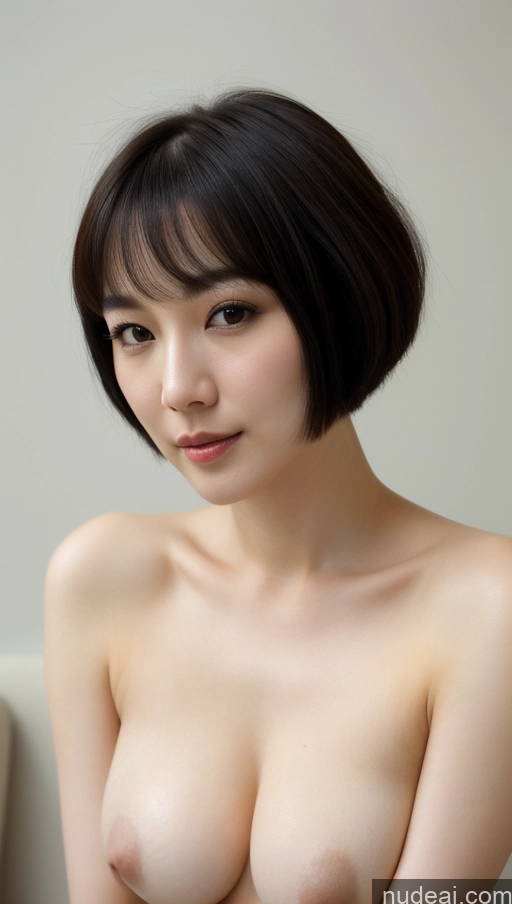 ai nude image of arafed asian woman with a very big breast posing for a picture pics of Woman One Beautiful Fairer Skin 30s Black Hair Short Hair Korean Close-up View Detailed Simple Perfect Boobs