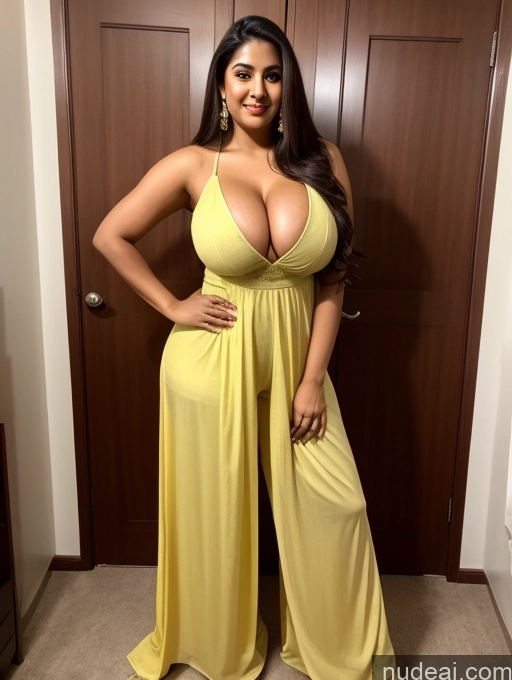 ai nude image of a close up of a woman in a yellow dress posing for a picture pics of One Huge Boobs Big Ass 20s Straight Cleavage Salwar Brazilian