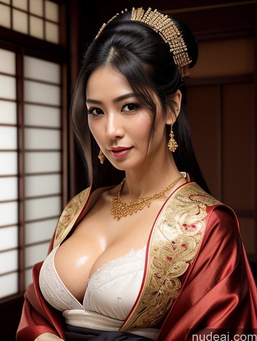 ai nude image of araffe asian woman in a red and gold dress and tiable pics of Perfect Boobs Big Hips Oiled Body Perfect Body Black Hair Onsen Gloves Cleavage Jewelry Khorne Geisha Gold Jewelry Bright Lighting Transparent Sexy Face Fairer Skin 30s Ponytail Busty Sari Korean