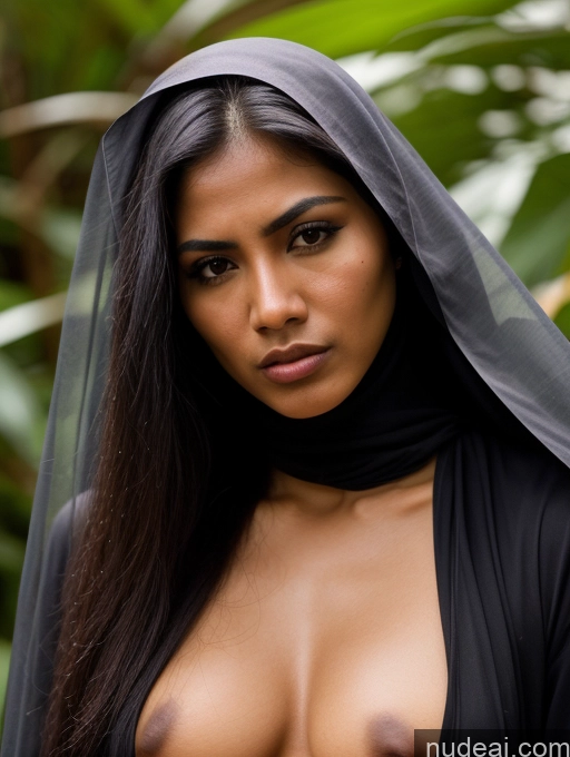 ai nude image of arafed woman with a veil on her head and a black top pics of Pubic Hair Long Hair Dark Skin Black Hair Dark Lighting Hairy Women Angry Shocked Dynamic View Skinny Small Tits Short 18 Perfect Body Filipina Jungle Military Niqab