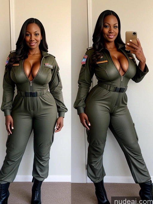 related ai porn images free for Busty Perfect Boobs Beautiful Perfect Body Dark Skin 40s Long Hair Nilotic Soft + Warm Front View Topless Boots Jumpsuit Military Pilot