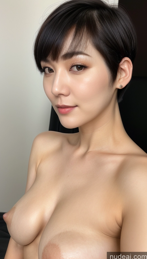 ai nude image of arafed asian woman with a very big breast posing for a picture pics of Woman One Perfect Boobs Beautiful Fairer Skin 30s Black Hair Short Hair Korean Close-up View Simple Detailed