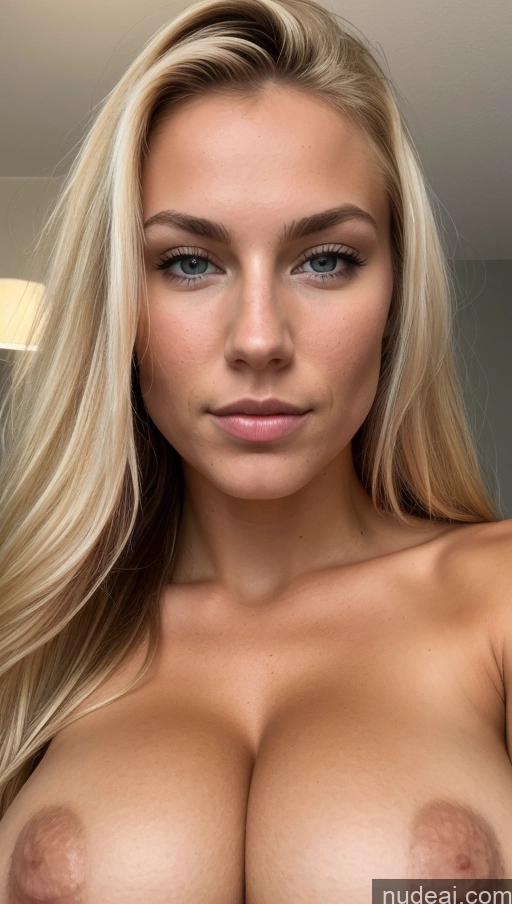 ai nude image of a close up of a woman with a very big breast pics of Athlete Huge Boobs Beautiful Perfect Boobs Muscular Abs Tall Perfect Body Pubic Hair Tanned Skin Oiled Body 18 Sexy Face Seductive Serious Blonde Bangs Scandinavian Blowjob