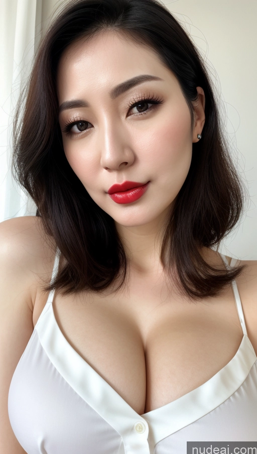 related ai porn images free for Woman One Huge Boobs Beautiful Lipstick Fairer Skin 30s Slicked Korean Close-up View Black Hair Blouse