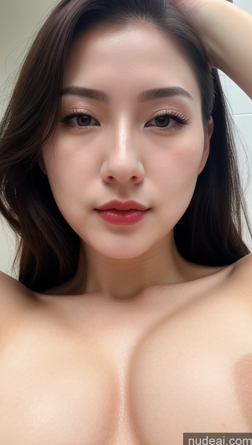 related ai porn images free for One Beautiful Fairer Skin Slicked Close-up View Woman Simple Detailed Black Hair Korean Huge Boobs Lipstick