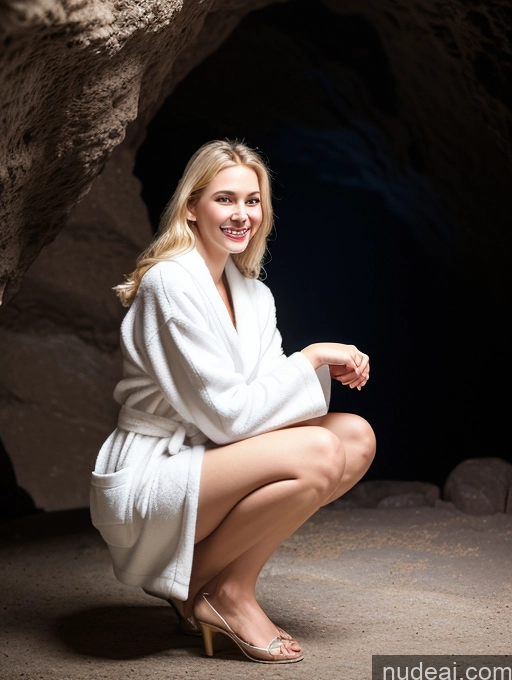 related ai porn images free for Woman One Beautiful Long Legs Perfect Body Fairer Skin 18 Happy Laughing Blonde Slicked Czech 3d Cave Front View Squatting Bright Lighting Detailed Bathrobe