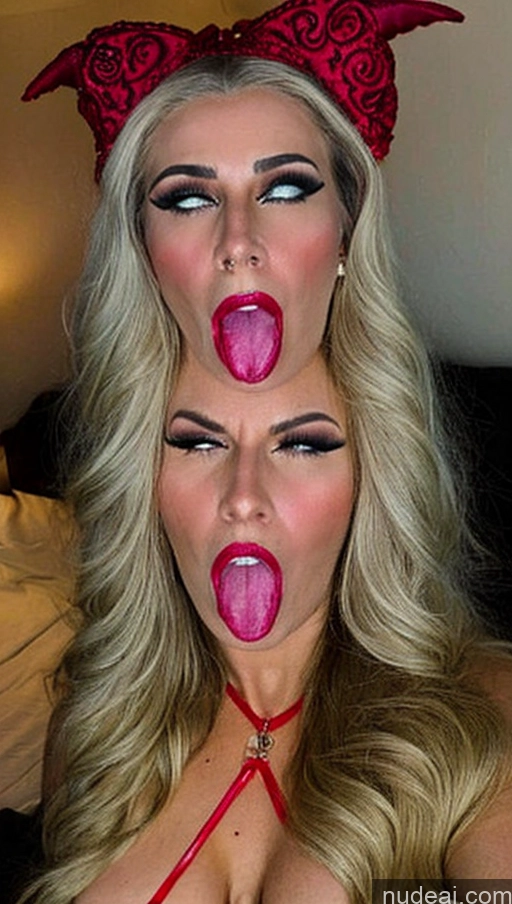 ai nude image of two women with horns and lips sticking out of their mouths pics of Milf Busty Perfect Boobs Small Tits Beautiful Lipstick Big Ass Tanned Skin 50s Laughing Orgasm Angry Ahegao Blonde Brazilian Skin Detail (beta) Devil Lingerie Jewelry Dark Lighting Detailed Last