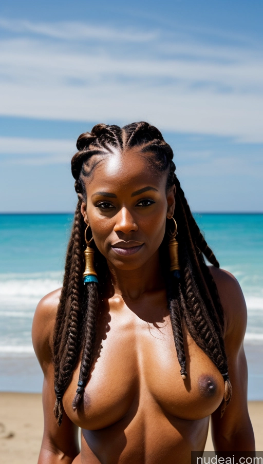 ai nude image of arafed woman with dreads on the beach posing for a picture pics of Muscular Nude Braided Ginger Dark Skin Thick Big Ass 80s Small Tits Abs Pirate Black Serious Viking Beach