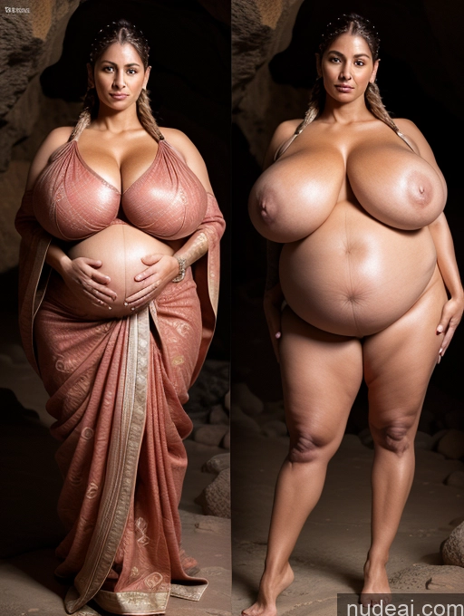 ai nude image of two pictures of a woman in a sari and a woman in a sari pics of Milf Busty Huge Boobs Beautiful Tattoos Muscular Abs Tall Dark Skin 50s Seductive Ginger Braided Indian Cave T-pose Sari Sexy Face Onoff Pregnant Close-up View