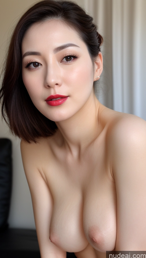 related ai porn images free for Woman One Beautiful Fairer Skin 30s Black Hair Close-up View Korean Perfect Boobs Detailed Busty Hair Bun Lipstick