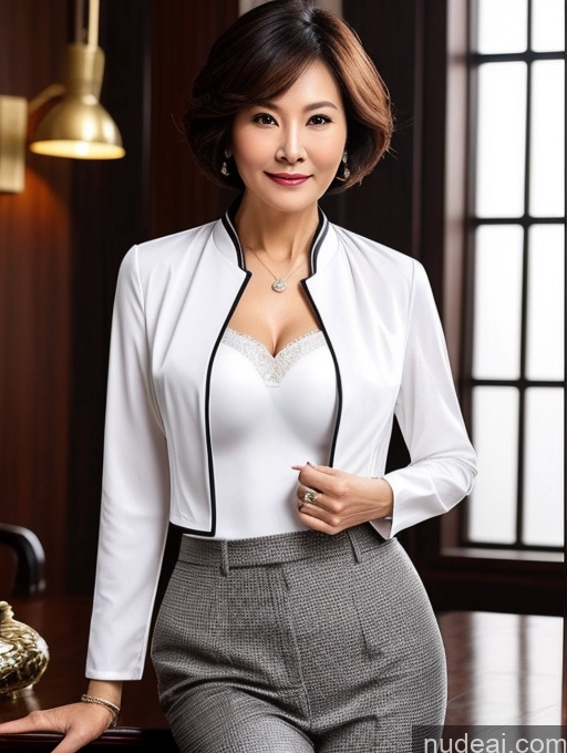 related ai porn images free for Milf Perfect Boobs Beautiful Perfect Body Short Hair 70s Chinese Blouse Bra Jacket Professor Stylish Suit Detailed