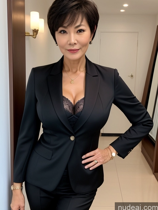 related ai porn images free for Milf Perfect Boobs Beautiful Perfect Body Short Hair 60s Chinese Blouse Bra Jacket Professor Stylish Suit Detailed Dark Lighting