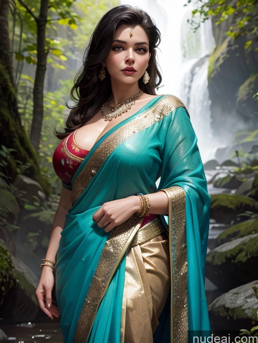 related ai porn images free for Busty Beautiful Perfect Body Waterfall Forest Front Facing Full Body Sari Detailed Bright Lighting Dark Lighting Milf Chubby