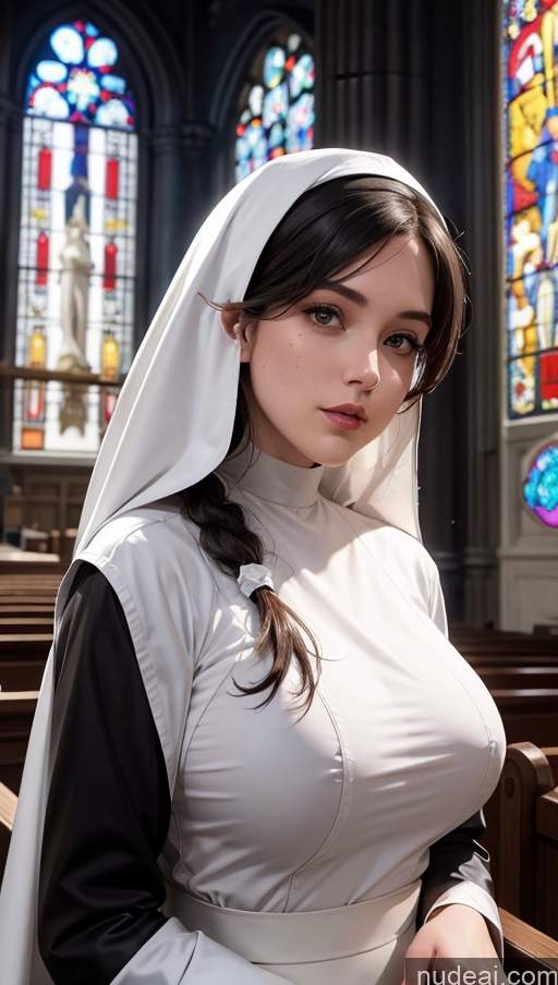 related ai porn images free for Busty Beautiful Chubby Detailed Bright Lighting Dark Lighting Nun Church