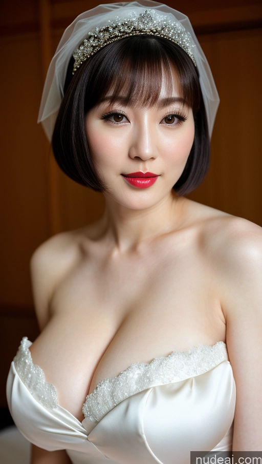 related ai porn images free for Woman One Beautiful Fairer Skin 30s Black Hair Close-up View Detailed Japanese Huge Boobs Lipstick Bobcut Wedding