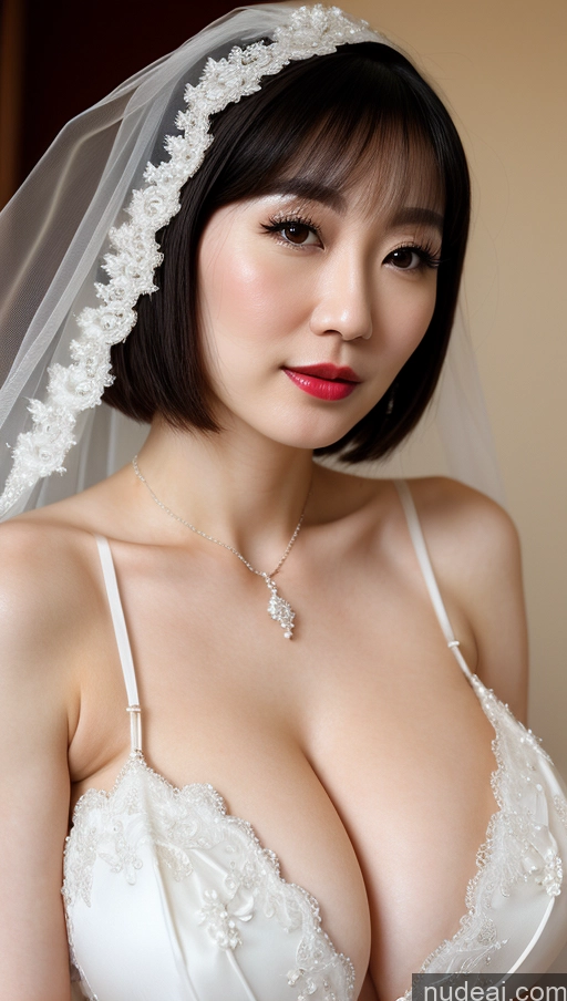 related ai porn images free for Woman One Beautiful Fairer Skin 30s Black Hair Close-up View Detailed Japanese Huge Boobs Lipstick Bobcut Wedding