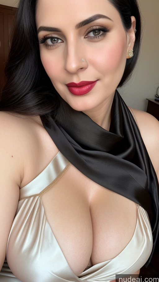 related ai porn images free for Woman Fairer Skin Black Hair Close-up View Lipstick One Busty Perfect Boobs Sari Beautiful Blouse Slicked Indian 40s Cleavage