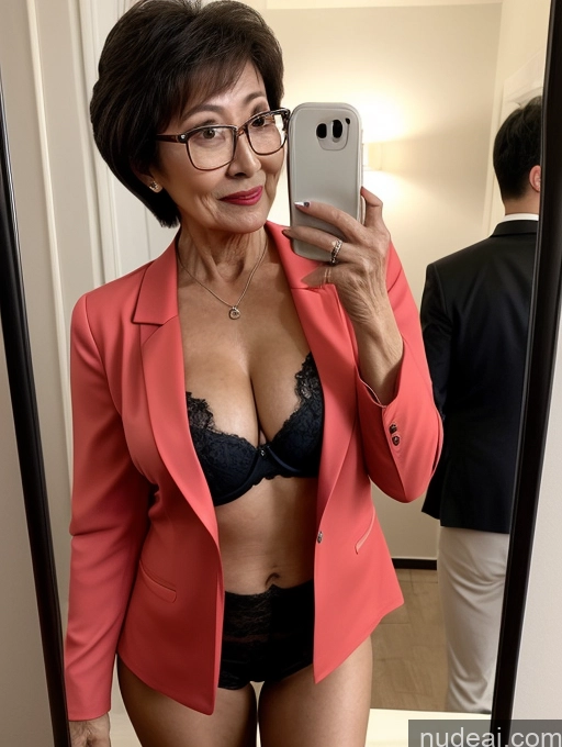 related ai porn images free for Milf Perfect Boobs Beautiful Glasses Perfect Body 70s Pixie Chinese Mirror Selfie Party Blouse Bra Jacket Suit Cleavage Dark Lighting Detailed