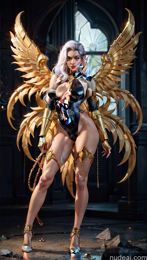 related ai porn images free for Bodybuilder Several Busty Muscular Abs Egyptian Fantasy Armor Black Cat Powering Up Dynamic View Gold Jewelry Surrealist Has Wings