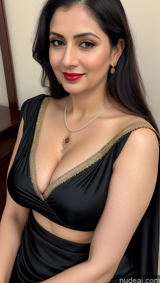 related ai porn images free for Woman One Beautiful Lipstick Fairer Skin 40s Black Hair Slicked Close-up View Detailed Blouse Sari Cleavage Busty Perfect Boobs Indian