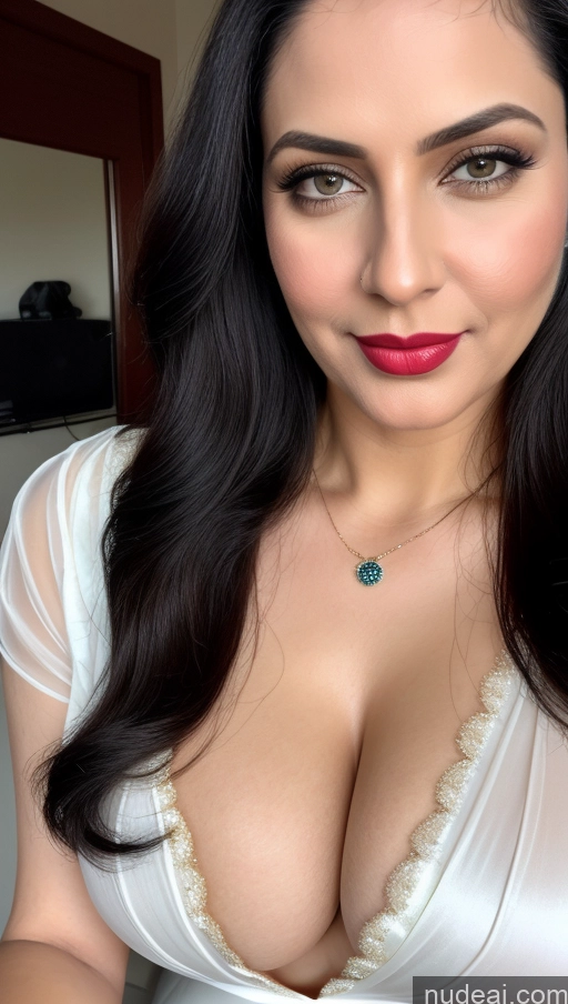 related ai porn images free for Woman One Beautiful Lipstick Fairer Skin 40s Black Hair Slicked Close-up View Detailed Blouse Sari Busty Perfect Boobs Indian Cleavage