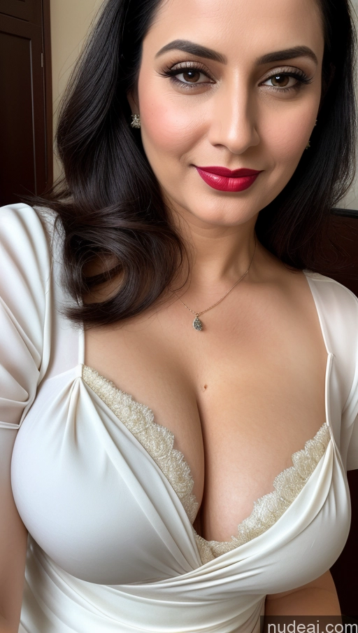 related ai porn images free for Woman One Beautiful Lipstick Fairer Skin 40s Black Hair Slicked Close-up View Detailed Blouse Sari Busty Perfect Boobs Indian Cleavage