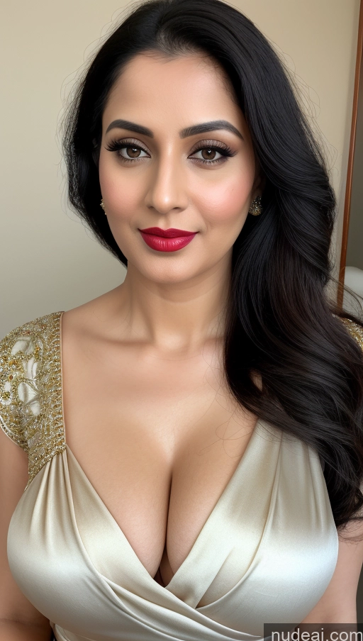 related ai porn images free for Woman One Beautiful Lipstick Fairer Skin Black Hair Slicked Close-up View Detailed Busty Perfect Boobs Indian Sari Cleavage 30s Blouse