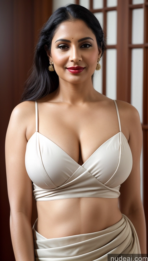 related ai porn images free for Woman One Busty Perfect Boobs Lipstick Fairer Skin 40s Black Hair Slicked Indian Close-up View Sari Topless Cleavage Detailed Blouse Thick