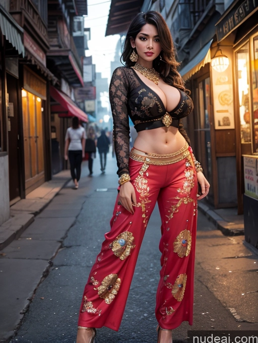 related ai porn images free for Woman Busty Beautiful Indian Blouse Harem Pants Street Detailed Bright Lighting Dark Lighting High Heels