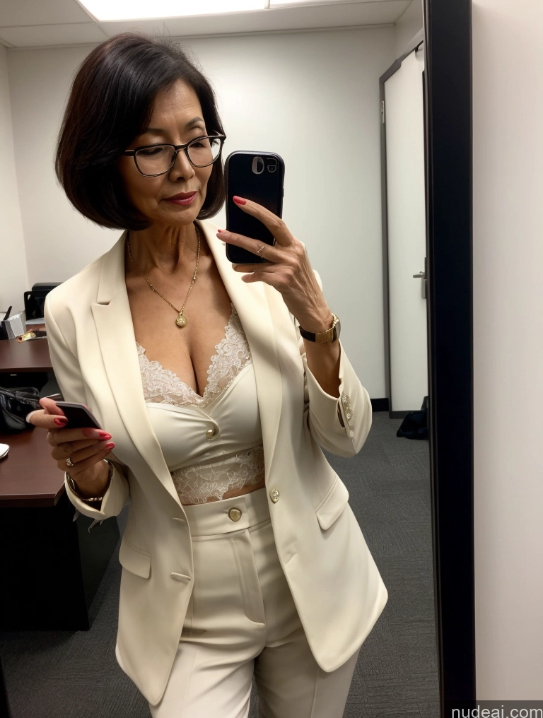 related ai porn images free for Milf Perfect Boobs Beautiful Glasses Perfect Body Chinese Mirror Selfie Blouse Bra Jacket Suit Cleavage Dark Lighting Detailed Casual Office 70s Bobcut