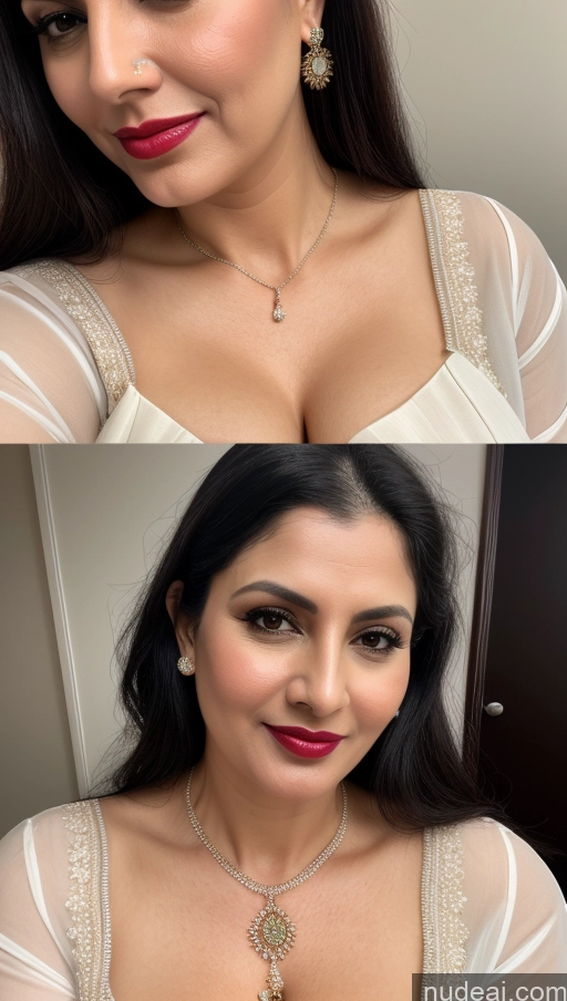 related ai porn images free for Woman One Busty Perfect Boobs Beautiful Lipstick Fairer Skin 40s Black Hair Slicked Indian Close-up View Blouse Sari Cleavage Detailed