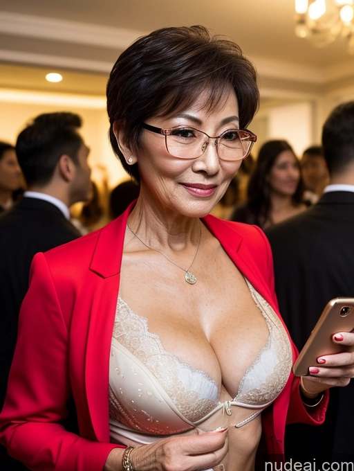 related ai porn images free for Milf Perfect Boobs Beautiful Glasses Perfect Body Pixie Chinese Mirror Selfie Party Blouse Bra Jacket Suit Cleavage Dark Lighting Detailed 70s