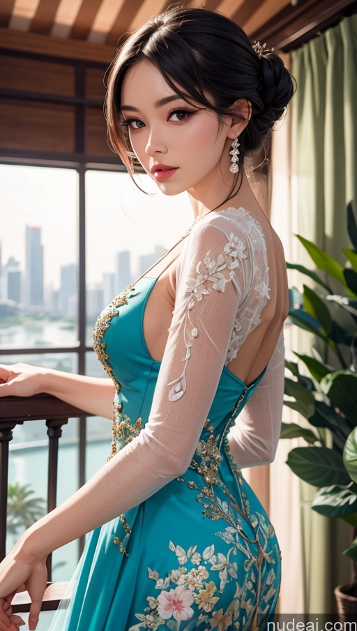 Woman Singapore Dress Detailed