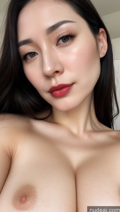 related ai porn images free for Woman One Beautiful Lipstick Fairer Skin Black Hair Close-up View Slicked Huge Boobs 30s Korean