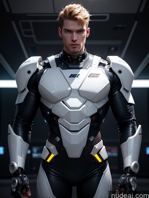 related ai porn images free for Powering Up Dark Lighting Pilot Space Suit Dynamic View Science Fiction Style Ginger Sci-fi Armor Muscular Abs Thick Tall Perfect Body Black Cyborg