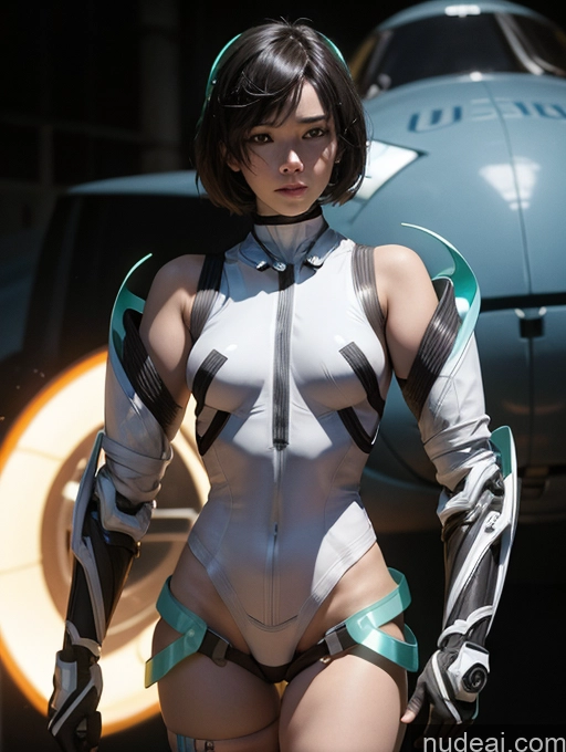 Dark Lighting Pilot Space Suit Dynamic View Sci-fi Armor Jumping 18 Skinny Small Tits Korean Cyborg Black Hair Bobcut Deva Battle Suit/Angela Balzac Cosplay