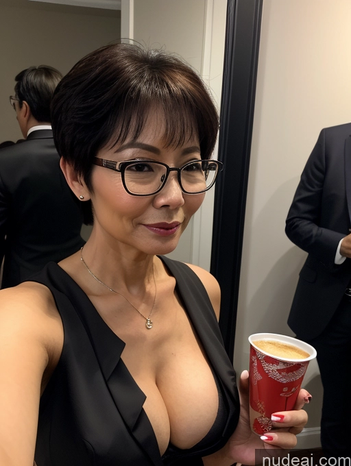 related ai porn images free for Milf Perfect Boobs Beautiful Glasses Perfect Body 50s Pixie Chinese Mirror Selfie Party Blouse Bra Jacket Suit Cleavage Dark Lighting Detailed