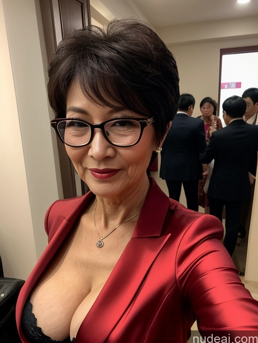 related ai porn images free for Milf Perfect Boobs Beautiful Glasses Perfect Body 70s Pixie Chinese Party Blouse Bra Jacket Stylish Suit Cleavage Dark Lighting Detailed