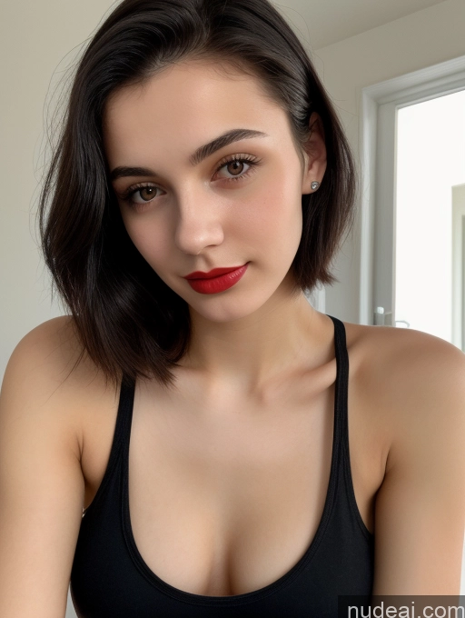 related ai porn images free for Small Tits Beautiful Lipstick Skinny 18 Black Hair Straight Russian Close-up View Tank Top