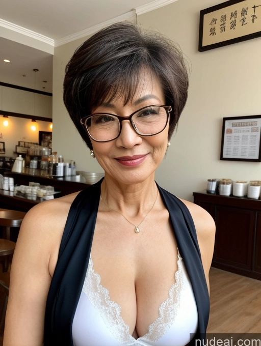 related ai porn images free for Milf Perfect Boobs Perfect Body Beautiful Glasses 70s Sexy Face Short Hair Chinese Cafe Blouse Bra Casual Suit Jacket Cleavage Detailed Professor