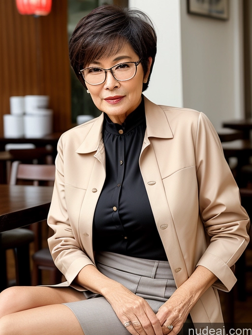 related ai porn images free for Milf Perfect Boobs Beautiful Perfect Body Short Hair 70s Chinese Cafe Blouse Bra Casual Jacket Professor Suit Cleavage Detailed Sexy Face Glasses