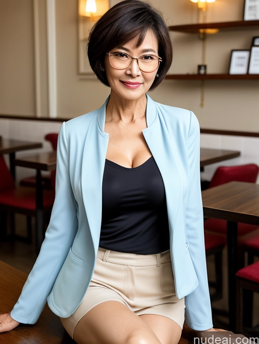 related ai porn images free for Milf Perfect Boobs Beautiful Glasses Perfect Body Short Hair 70s Chinese Cafe Blouse Bra Casual Jacket Professor Suit Cleavage Detailed Sexy Face